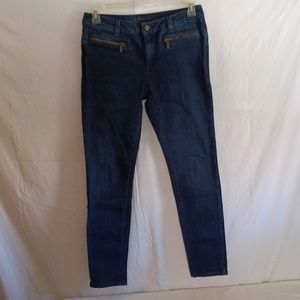 Michael Kors Skinny Jeans size 6 front zip pockets dark denim